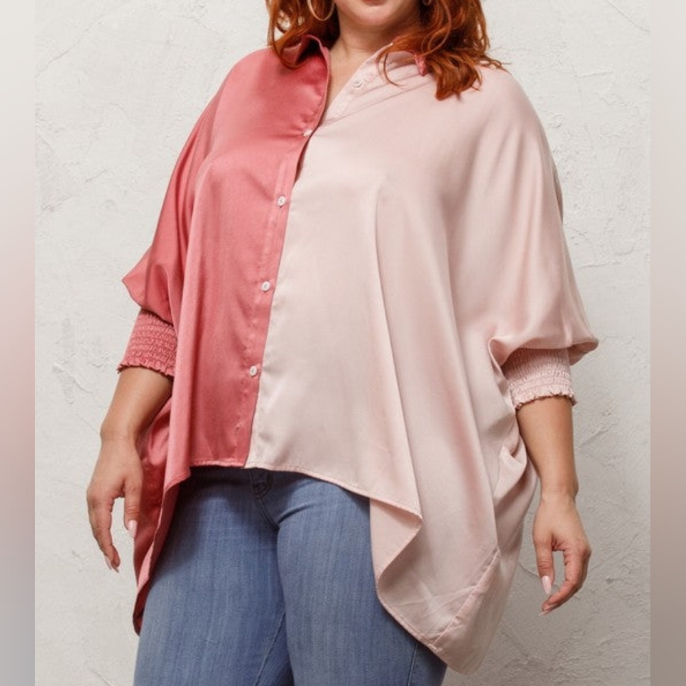 Color Block Oversized Blouse